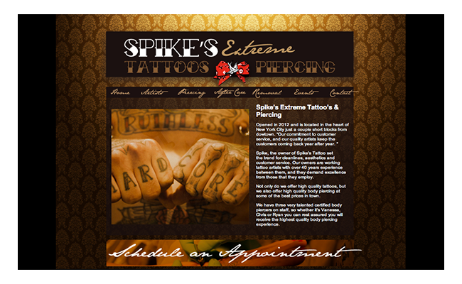 Kritter tattoo website design